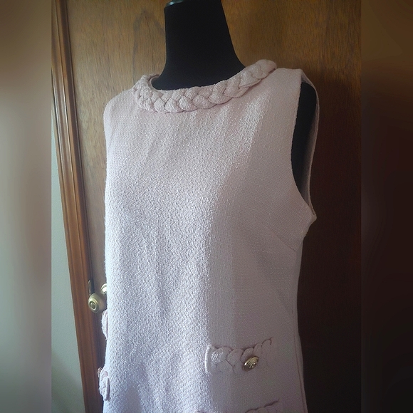 NWT Kedera Light Pink Jackie O Tweed Crew Sleeveless Shift Sheath Mini Dress S - Picture 4 of 16